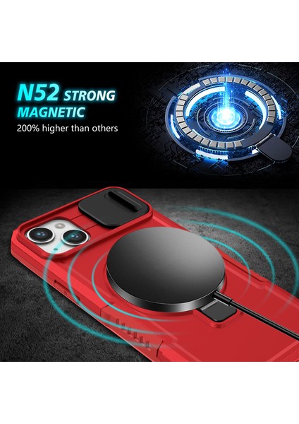 iPhone 14 Manyetik Koruyucusu Kayar Lens TeIefon Kılıfı (Yurt Dışından)