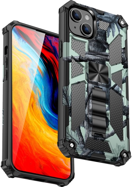 iPhone 15 Plus Pc+Tpu Kasası Kavrak Kaynak Kapayak Kıck Stoplep TeIefon Kılıfı (Yurt Dışından)