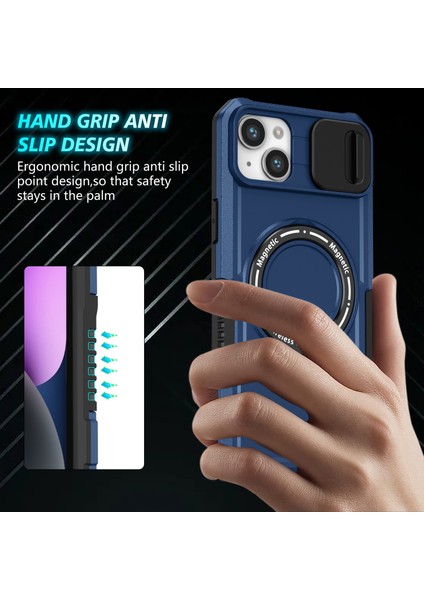 iPhone 14 Manyetik Koruyucusu Kayar Lens TeIefon Kılıfı (Yurt Dışından)