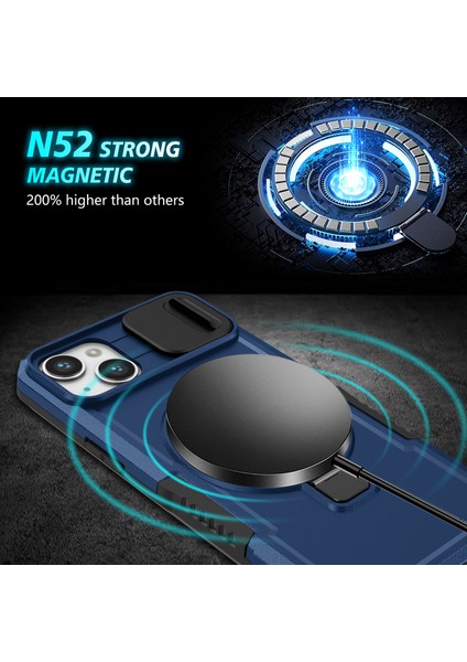 iPhone 14 Manyetik Koruyucusu Kayar Lens TeIefon Kılıfı (Yurt Dışından)