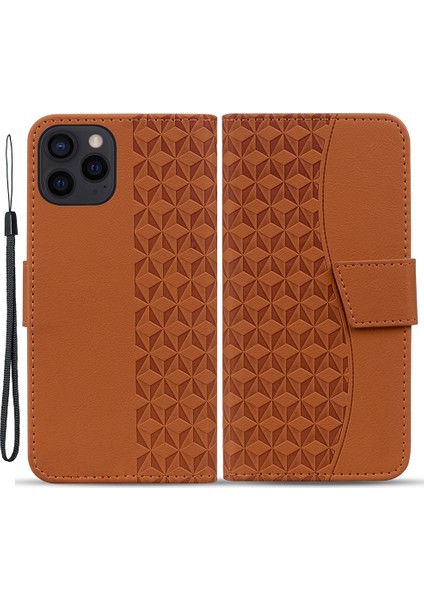 iPhone 14 Pro Max Deri Basılı Rhombus TeIefon Kılıfı (Yurt Dışından)