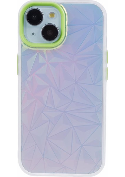 iPhone 14 Tpu+Pc Lazer Elmas Doku Ön Dalgalı TeIefon Kılıfı (Yurt Dışından)