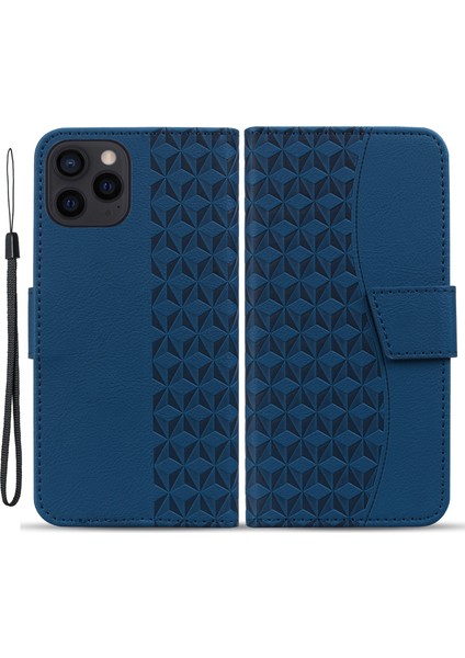 iPhone 14 Pro Max Deri Basılı Rhombus TeIefon Kılıfı (Yurt Dışından)