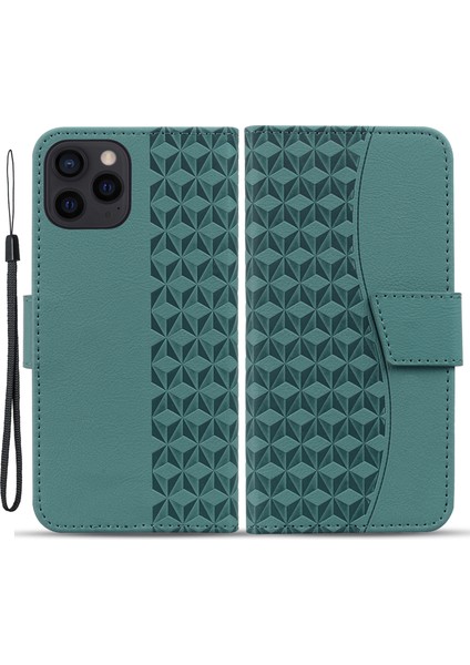 iPhone 14 Pro Max Deri Basılı Rhombus TeIefon Kılıfı (Yurt Dışından)