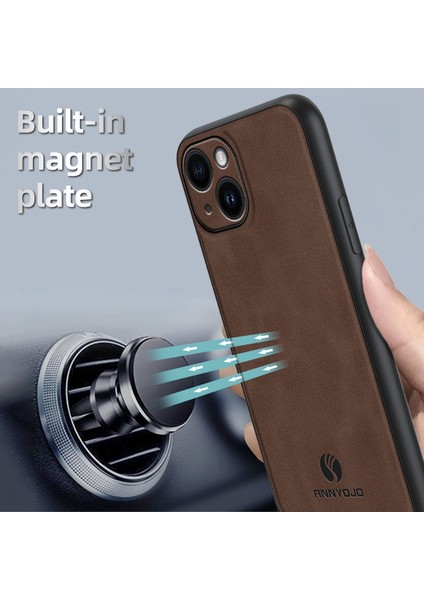 iPhone 15 Plus Pu Deri+Pc+Tpu Desteği Manyetik Araç Montajı TeIefon Kılıfı (Yurt Dışından) modelleri