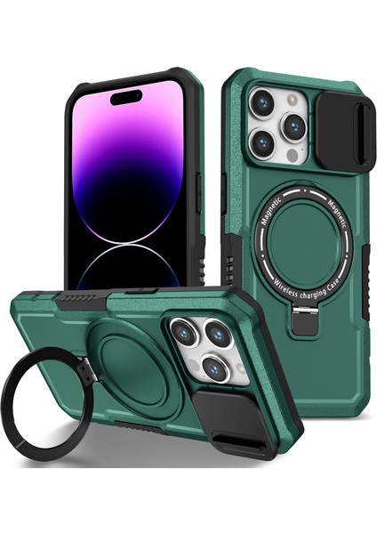 iPhone 14 Pro Max Lens Koruma Manyetik TeIefon Kılıfı (Yurt Dışından)