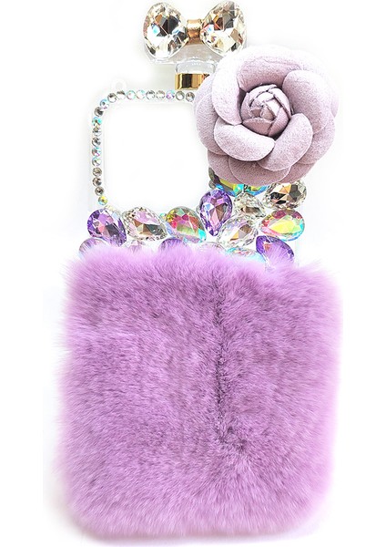 iPhone 15 Plus Yumuşak Peluş + Pc Rhinestone Dekoru TeIefon Kılıfı (Yurt Dışından)