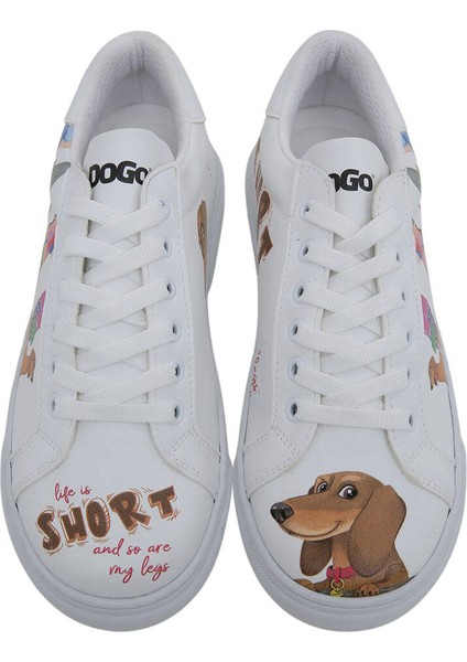 Kadın Vegan Deri Beyaz Sneakers - Mini Puppy Tasarım