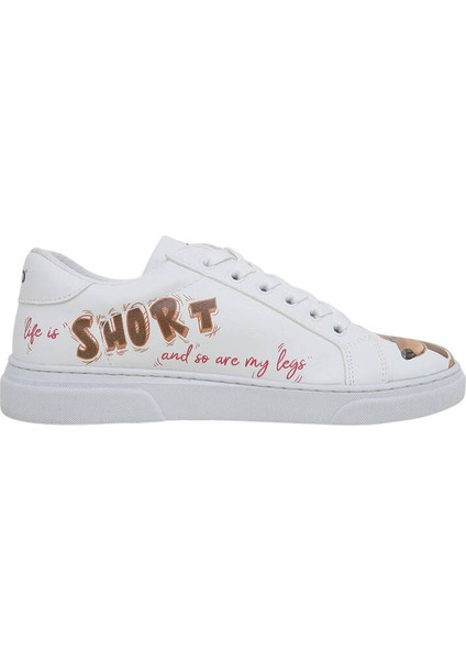 Kadın Vegan Deri Beyaz Sneakers - Mini Puppy Tasarım modelleri