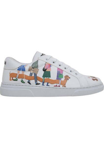 Kadın Vegan Deri Beyaz Sneakers - Mini Puppy Tasarım indirimleri