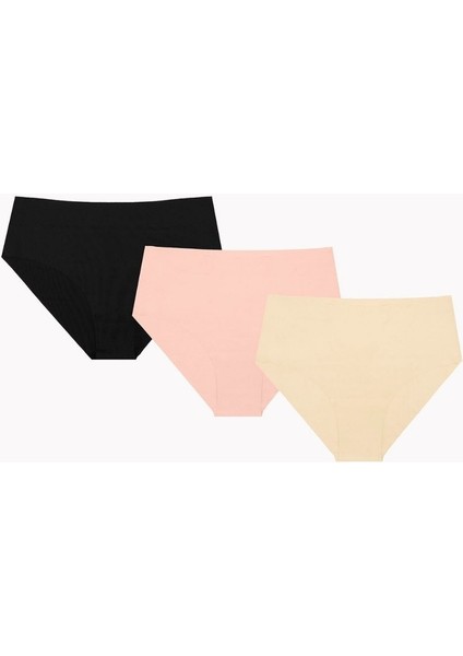 Nbb Lazer Kesim Normal Bel 3'lü Paket Külot (Bordo, Ten, Siyah, Pudra)