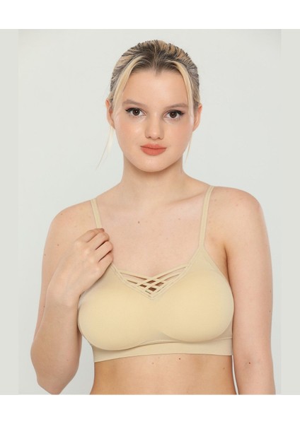 Günlük Kullanım Önü Bağlama Detaylı Padli Yumuşak Bralet