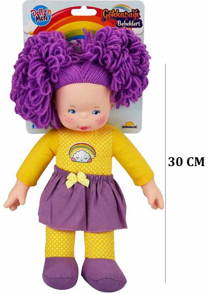 Renkli Mor Saçlı Oyuncak Bez Bebekleri 30 cm fırsatları