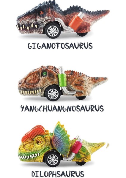 3 Adet Dinozor Oyuncakları Mini Dinozor Arabaları Oyuncak Çek Bırak Dinozor Figürleri Yang-Gigand-Dilop