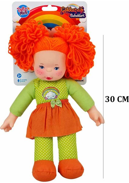 Renkli Turuncu Saçlı Oyuncak Bez Bebekleri 30 cm fırsatları