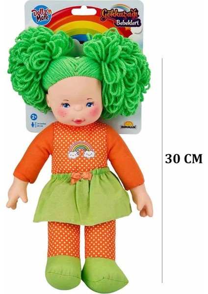 Renkli Yeşil Saçlı Oyuncak Bez Bebekleri 30 cm fırsatları