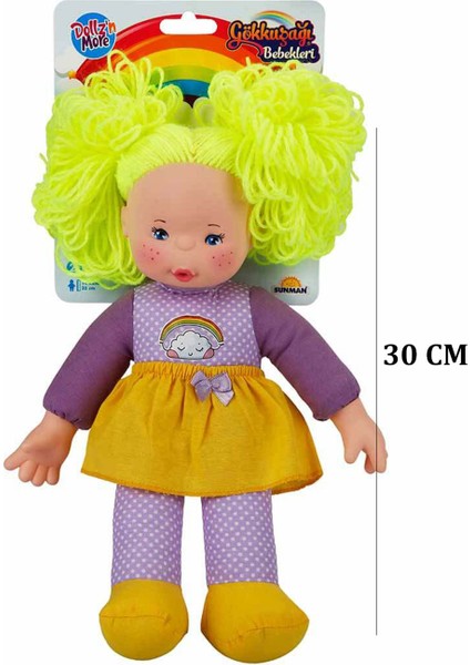 Renkli Sarı Saçlı Oyuncak Bez Bebekleri 30 cm