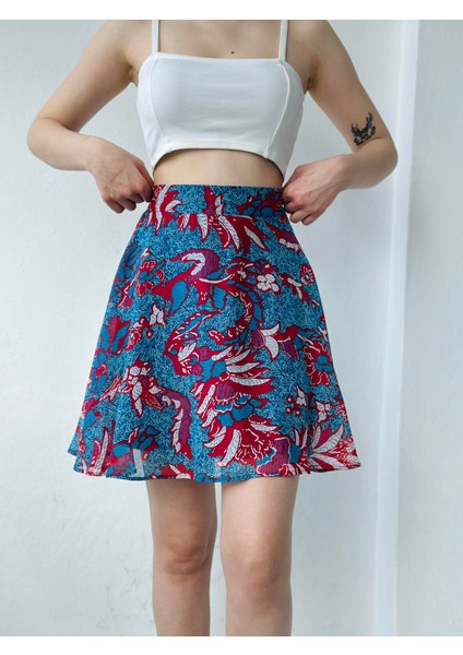 Valerie Kısa Mini Kloş Etek Kadın Mavi fiyatları