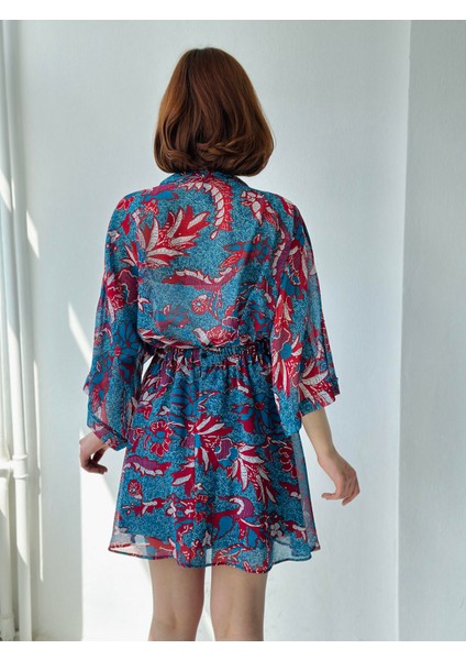 Valerie Kısa Mini Kloş Etek Kadın Mavi modelleri