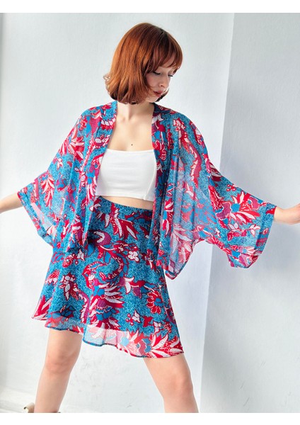 Valerie Kısa Mini Kloş Etek Kadın Mavi fırsatları