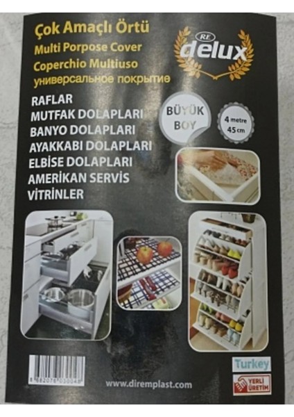 Dolap Içi Düzenleyici Delux Çok Amaçlı Örtü Raf Mutfak Dolabı Örtüsü Büyük Boy 4 Metre 45 cm