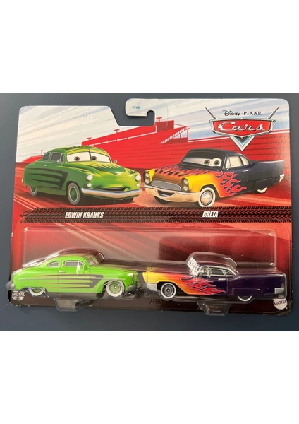 Disney Cars Disney Pixar Cars 2'li Cars Edwin Kranks ve Greta 2'li Araba DXV99-HTX06