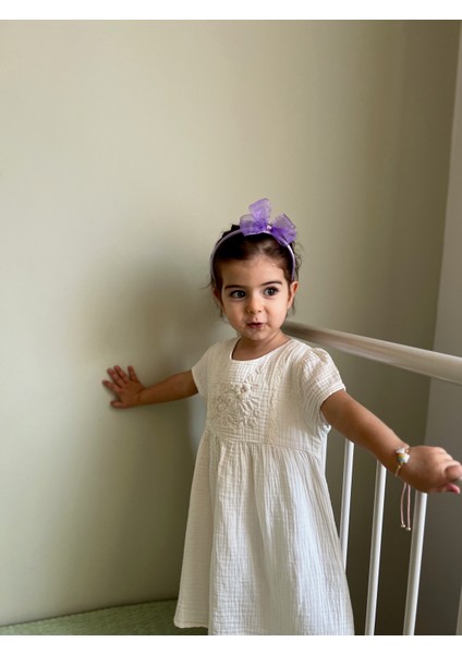 Lila Organza Bow Taç