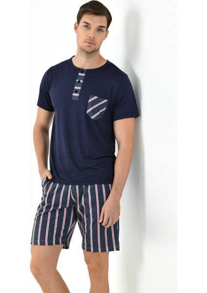 Çizgili Viskon Erkek Pijama Takımı