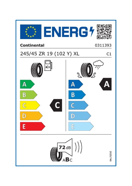 245/45 R19 102Y Xl Fr Sport Contact 7 Oto Yaz Lastiği (Üretim Yılı: 2024)