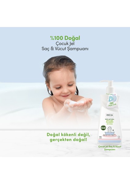 %100 Doğal Organik Bebek ve Çocuk Jel Şampuanı Saç Vücut Lavanta Konak Önleyici 350 ml X2 Adet