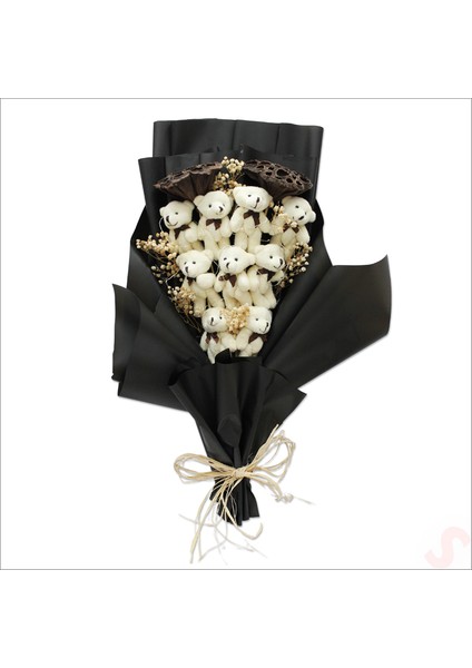 9 Pelüş Ayıcıklı, Kuru Çiçekli ve LED Işıklı Buket, 54X36CM fiyatları