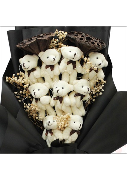 9 Pelüş Ayıcıklı, Kuru Çiçekli ve LED Işıklı Buket, 54X36CM indirimleri