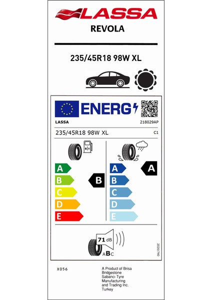 235/45 R18 98W Xl Revola Oto Yaz Lastiği ( Üretim Yılı: 2024 )