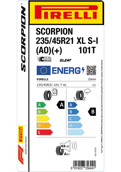 235/45 R21 101T Xl S-I Scorpion Ao + Elt Oto Yaz Lastiği ( Üretim Yılı: 2024 )