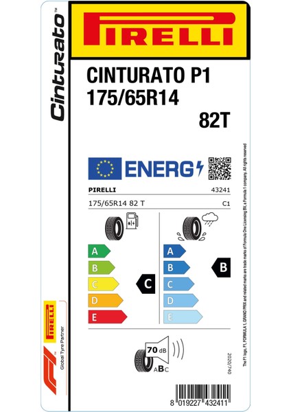 175/65 R14 82T Cinturato P1 Oto Yaz Lastiği ( Üretim Yılı: 2024 )