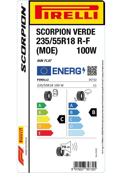 235/55 R18 100W Scorpion Verde Rft Moe 4X4 Yaz Lastiği ( Üretim Yılı: 2024 )