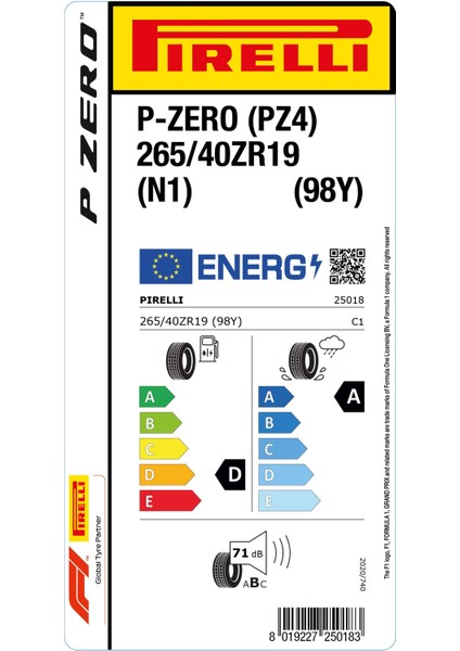 265/40 R19 98Y P-Zero Pz4 N1 Oto Yaz Lastiği ( Üretim Yılı: 2024 )