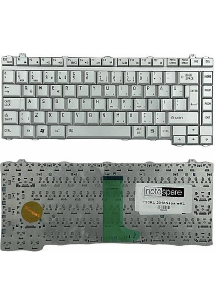Toshiba ile Uyumlu Satellite A350-22J, A350-22Z, A350-231 Notebook Klavye Gümüş Gri Tr
