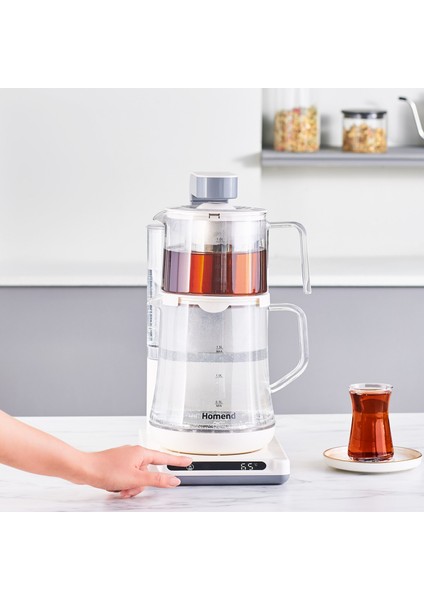 Smart Royaltea Plus 2 In 1 Konuşan, Otomatik Çay ve Türk Kahve Makinesi Krem