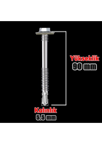 Trapez Çatı Vidası 5.5X90 mm Paket 100 Adet Matkap Uçlu Sac Akıllı Vida Çatı Panel Metal Ağaç Vidası fiyatları