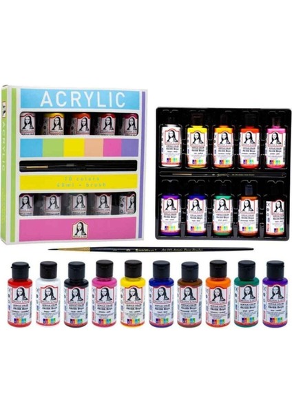 Yayınları Südor 10'lu Akrilik Boya Seti Fırçalı 10 Renk Akrilik 10X40ML