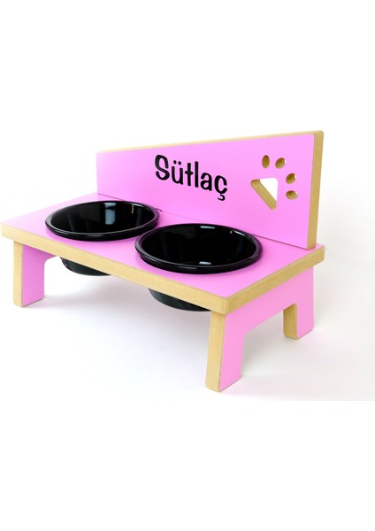 Özel Isimli Seramik Kaseli Kedi-Köpek Mama ve Su Kabı Stantı / Siyah-2*400 ml. indirimleri