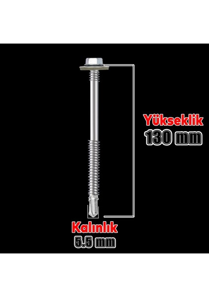 Trapez Çatı Vidası 5.5X130 mm Paket 100 Adet Matkap Uçlu Sac Akıllı Vida Çatı Panel Metal Ağaç Vidası fiyatları
