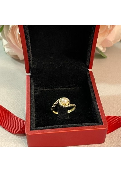 14 Ayar Gerçek Incili Altın Yüzük - 5 mm Inci fiyatları