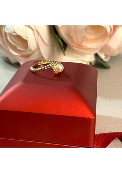 14 Ayar Gerçek Incili Altın Yüzük - 5 mm Inci fırsatları