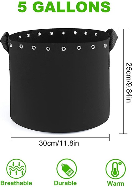 Galonluk Bitki Yetiştirme Torbaları 5'li Delikli Paketler, Kulplu Dokumasız Havalandırma Kumaş Saksılar - Güçlendirilmiş Ağırlık Kapasitesi (Yurt Dışından) fiyatları