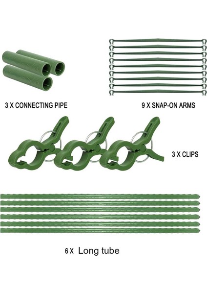 Bitki Saksı Kafesi-3 * 8 mm Çapında Tüpler 3 * Klipsler 6 * 8 mm Çapında ve 45 cm Uzunluğunda Dikey Çubuklar 9 * 30 cm Çapında Bağlantı Çubukları-Yeşil (Yurt Dışından) fiyatları
