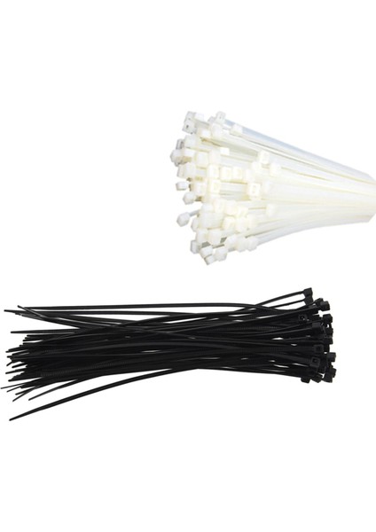 100 Adet Kablo Bağları Kablo Bağı Sararları / Zip Bağları Boyut: 140 mm x 2,5 mm Beyaz ve Siyah (Yurt Dışından)