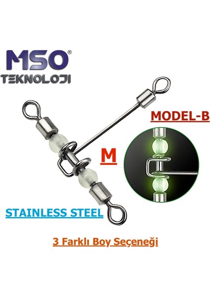 Olta Balıkçılık Paslanmaz Çelik Fosforlu T Fırdöndü (Mod-B)