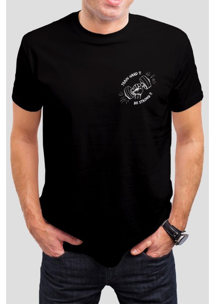 Spor Baskılı Siyah Unisex Tişört C215